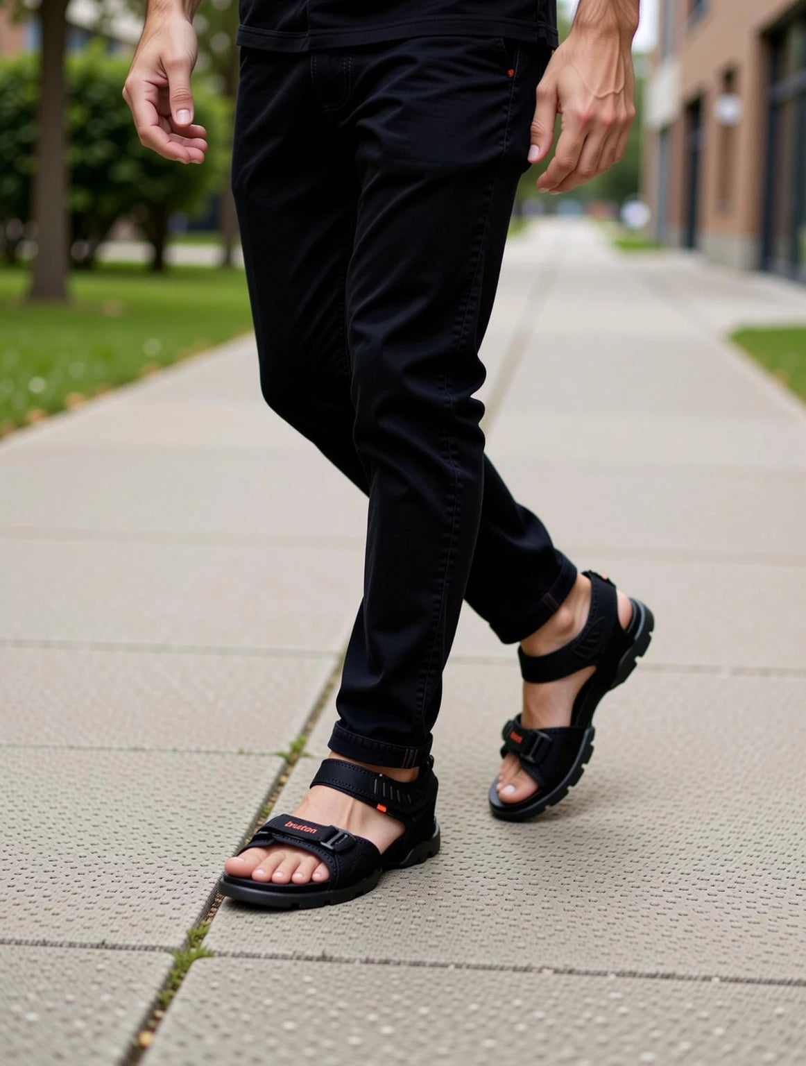 BRUTON Men Sandal (Black , 6)