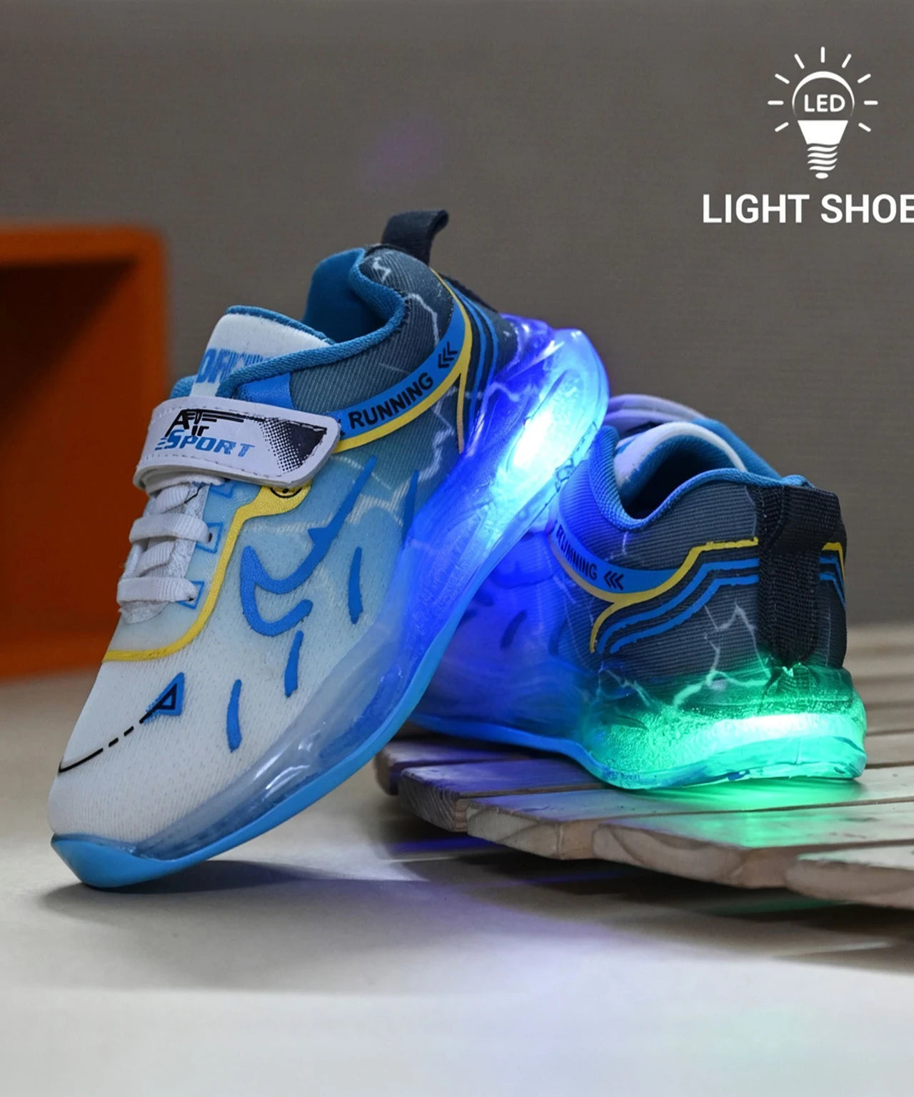 Birde Velcro Running Shoes For Boys (Light Blue, 3.5-4 Years)