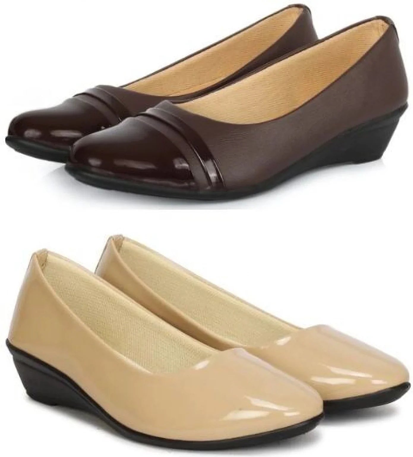 FOOTFAME Women Bellies Sandal (Brown, Beige , 7)