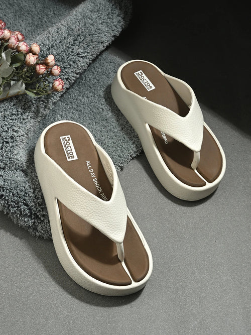 Doctor Health Super Soft Newly Launch|Classic Ultra Soft|Cushion|Comfort|Premium|Stylish Women Slippers (Brown, White , 7)