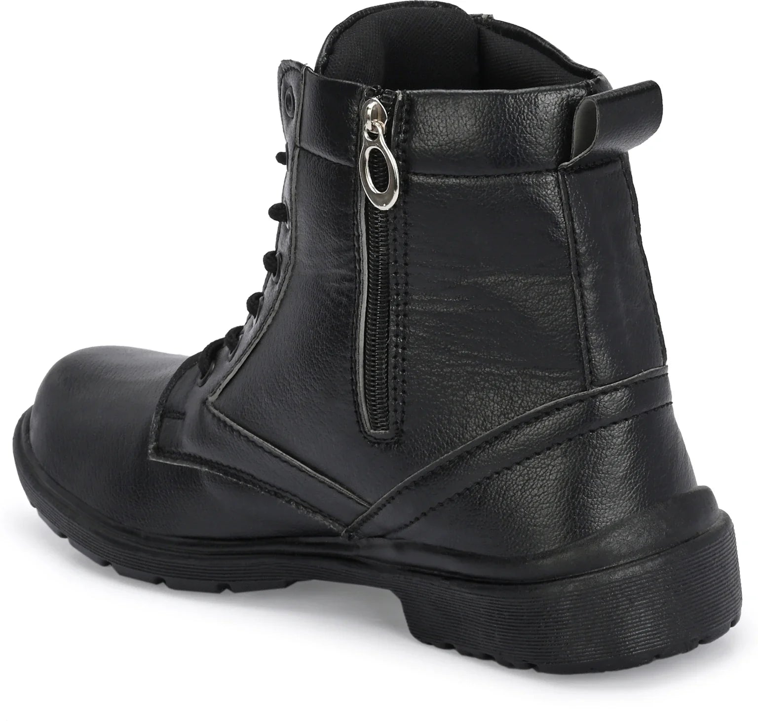 Shoe Island Men's Brown Leatherette Zipper Bike Riding Hiking High Ankle Long Boots For Men Boots For Men (Black , 8)